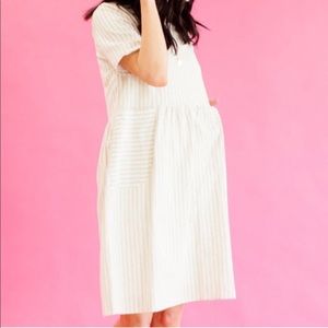 NWT Roolee striped linen dress with pockets